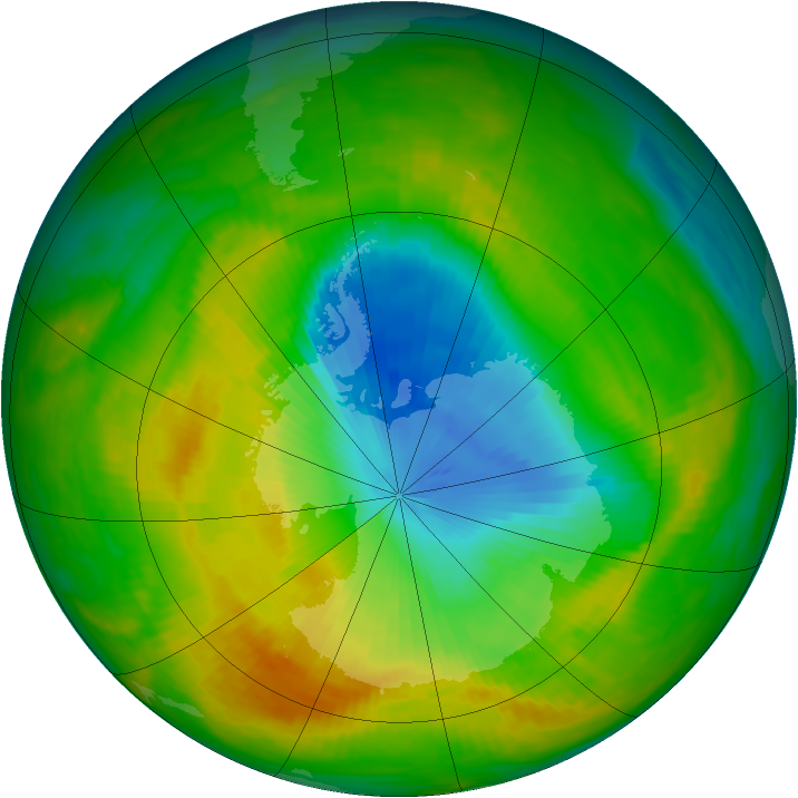 Antarctic ozone map for 17 November 1984